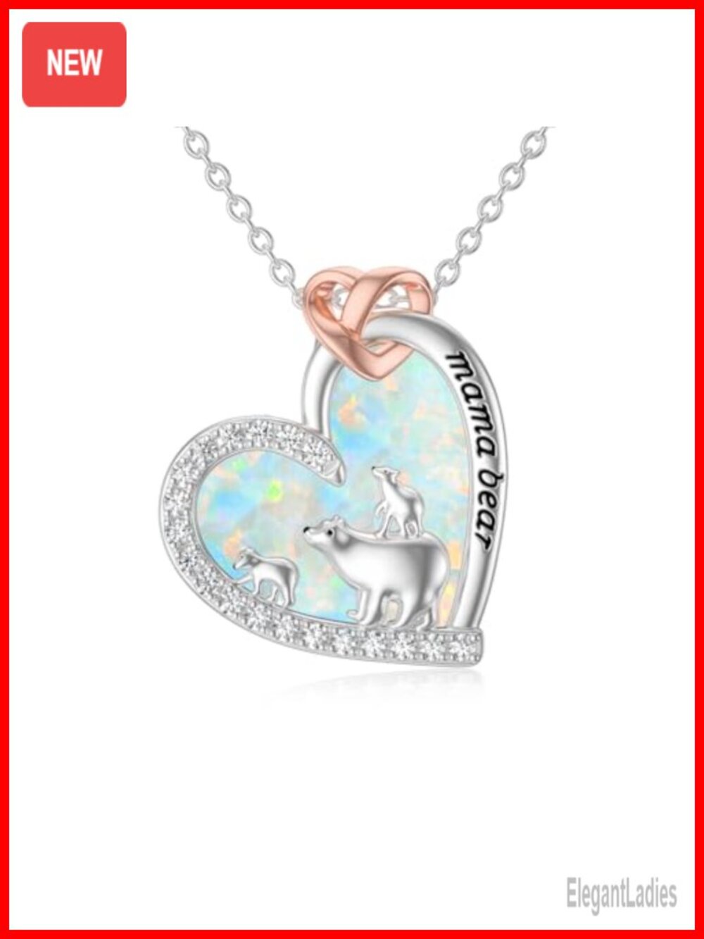 925 Sterling Silver Mama Bear Necklace with 2 Cubs Adjustable Chain
